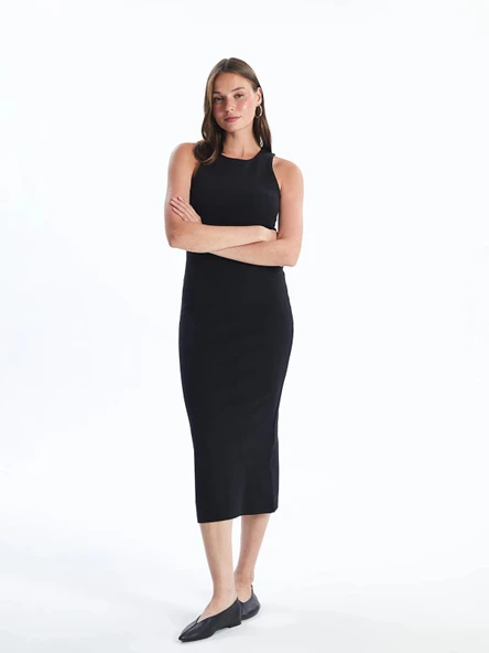 LCW Vision Siyah Bisiklet Yaka Kadın Bodycon Elbise ürün görseli 1