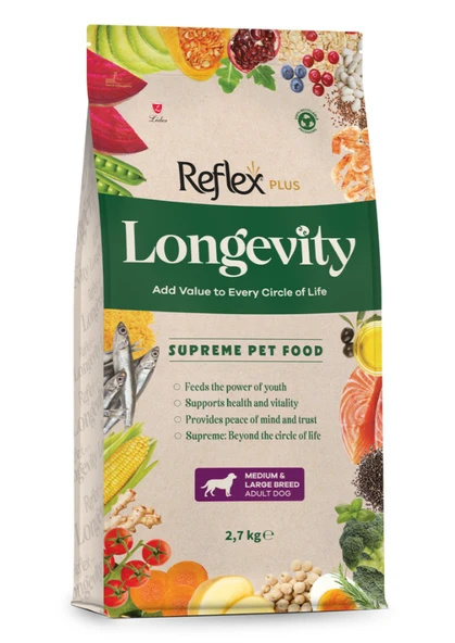 Reflex Plus Longevity Hipoalerjenik Balıklı Orta ve Büyük Irk Yetişkin Köpek Maması 2.7 Kg ürün görseli 1