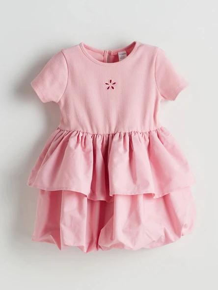 LCW Kids Pembe Bisiklet Yaka Kız Çocuk Kaşkorse Elbise ürün görseli 1