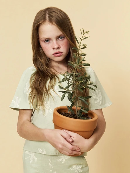 LCW Kids Yeşil Kare Yaka Kız Çocuk Bluz ve Pantolon ürün görseli 1