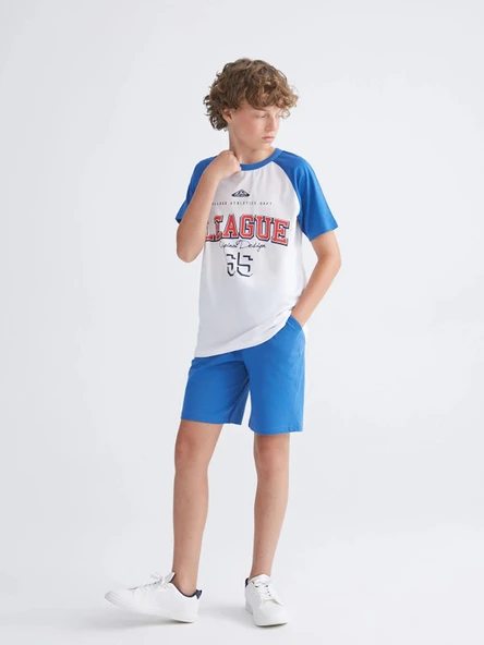LCW Kids Beyaz Bisiklet Yaka Erkek Çocuk Tişört ve Şort ürün görseli 1