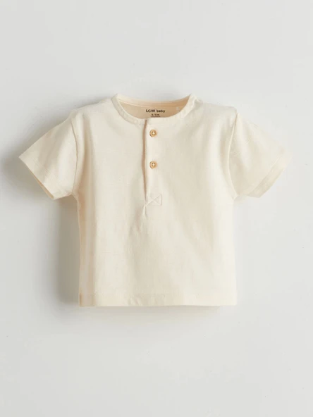 LCW baby Ekru Basic Erkek Bebek Tişört ve Şort 2'li - Resim 2