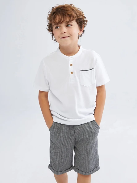 LCW Kids Beyaz Pike Erkek Çocuk Tişört ve Pantolon 2'li ürün görseli 1