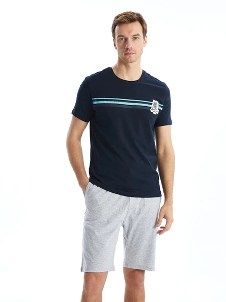 LC WAIKIKI Lacivert Standart Kalıp Erkek Şortlu Pijama Takımı ürün görseli 1