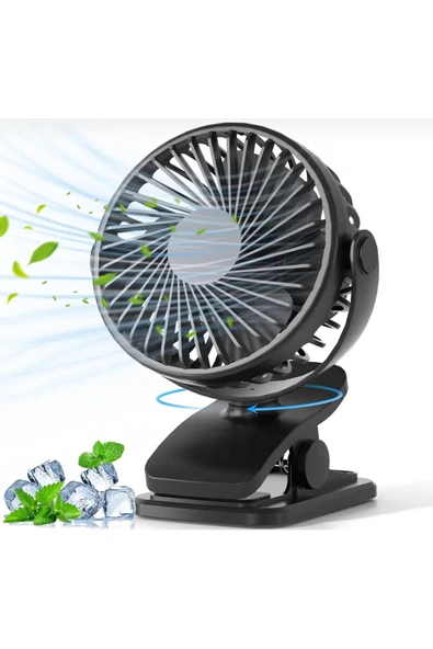 Bvs Elektronik Masaüstü Şarjlı Mandallı 360° Manuel Dönen Mini Fan Vantilatör Şarjlı Klipsli Soğutucu 3 Kademe ürün görseli 1