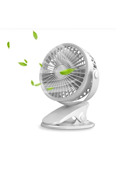 Bvs Elektronik Masaüstü Şarjlı Mandallı 360° Manuel Dönen Mini Fan Vantilatör Şarjlı Klipsli Soğutucu 3 Kademe ürün görseli 1
