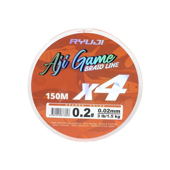 RYUJI AJI GAME 4X, 0.05MM 150M, ORANGE İP MİSİNA  Standart 0.03MM ürün görseli 1