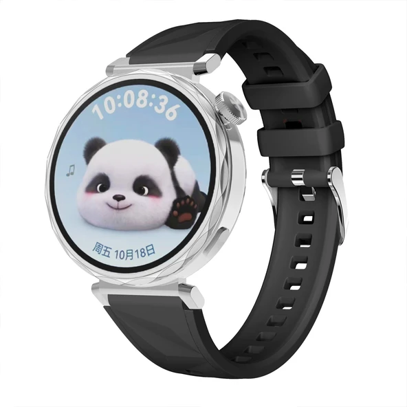 Sneezy Huawei Watch GT5 Pro 42mm İle Uyumlu Prism Metal Tokalı Soft Yumuşak Silikon Kordon  Siyah ürün görseli 1