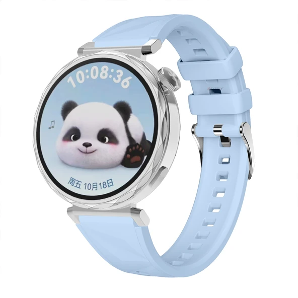 Sneezy Huawei Watch GT5 Pro 42mm İle Uyumlu Prism Metal Tokalı Soft Yumuşak Silikon Kordon  Açık Mavi ürün görseli 1