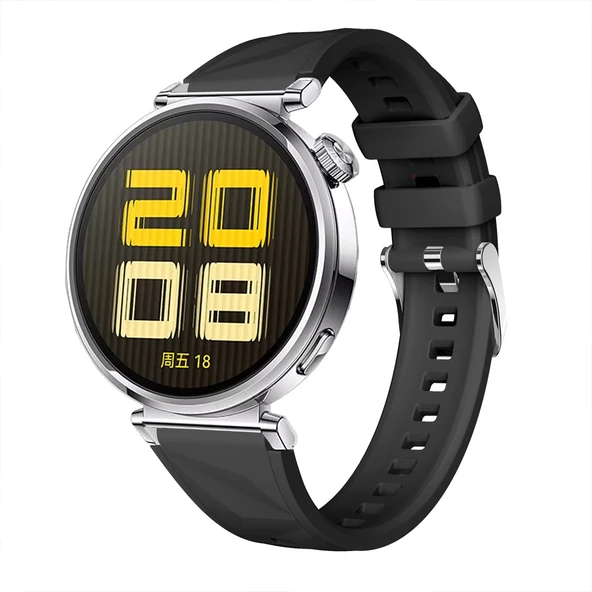Sneezy Huawei Watch GT4 41mm İle Uyumlu Prism Metal Tokalı Soft Yumuşak Silikon Kordon  Siyah ürün görseli 1