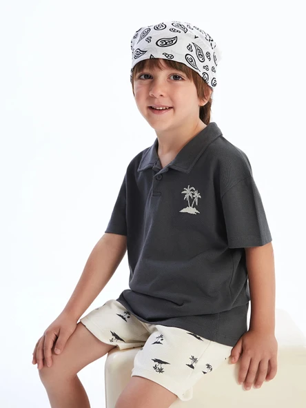 LCW Kids Antrasit Baskılı Erkek Çocuk Tişört ve Şort 2'li ürün görseli 1