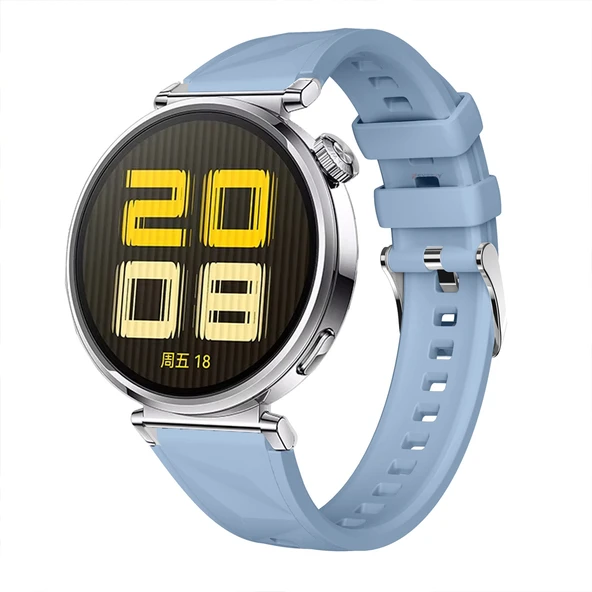Sneezy Huawei Watch GT4 41mm İle Uyumlu Prism Metal Tokalı Soft Yumuşak Silikon Kordon  Mavi ürün görseli 1