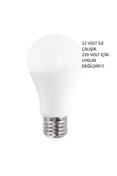 Bvs Elektronik 12v E27 Duylu 850lümen 9 Watt 12 Volt 6500k Beyaz Led Ampul 12 Volt İle Çalışır ürün görseli 1