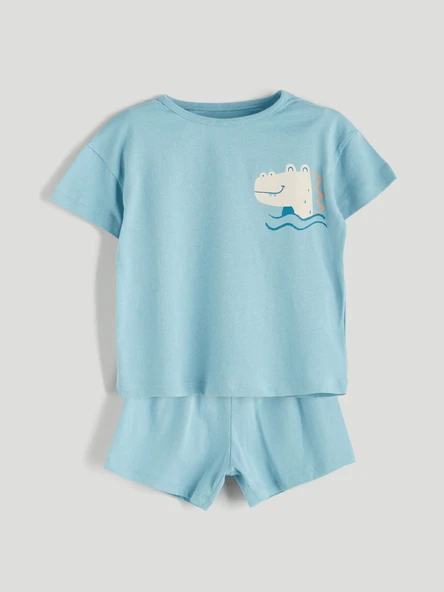 LCW baby Mavi Dinozor Baskılı Erkek Bebek Pijama Takım ürün görseli 1