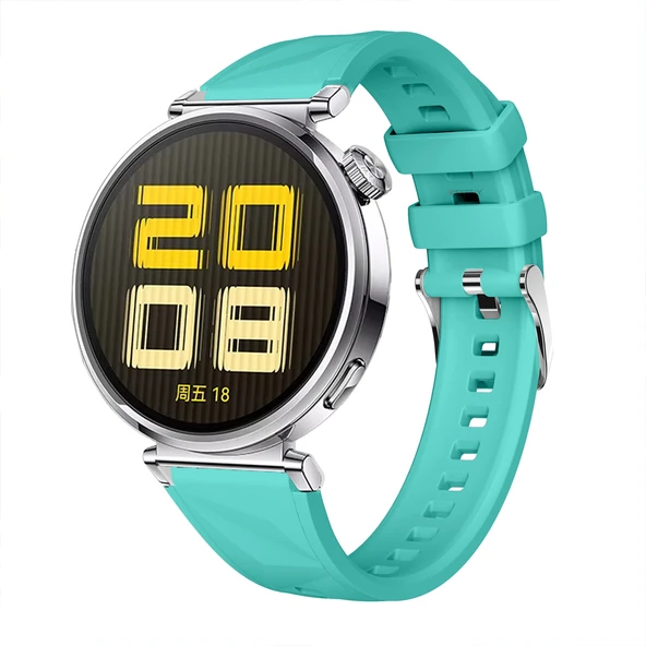 Sneezy Huawei Watch GT4 41mm İle Uyumlu Prism Metal Tokalı Soft Yumuşak Silikon Kordon  Turkuaz ürün görseli 1