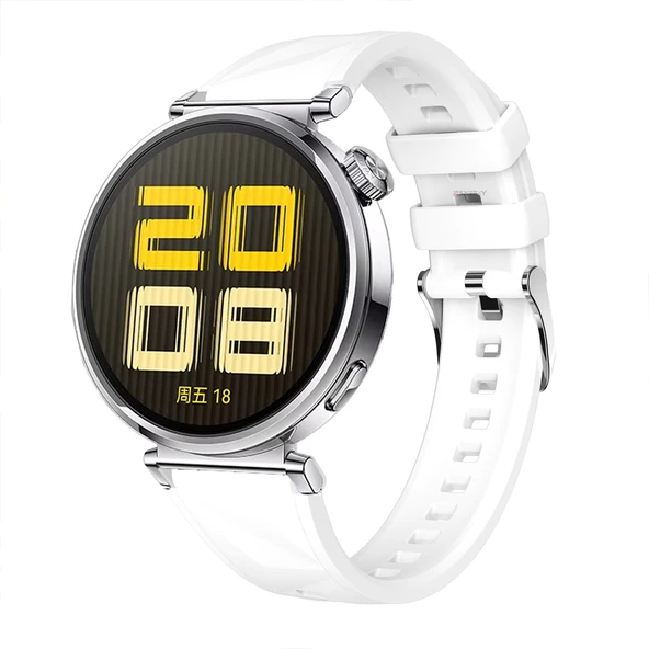 Sneezy Huawei Watch GT4 41mm İle Uyumlu Prism Metal Tokalı Soft Yumuşak Silikon Kordon  Beyaz ürün görseli 1
