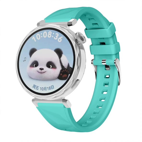 Sneezy Huawei Watch GT5 Pro 42mm İle Uyumlu Prism Metal Tokalı Soft Yumuşak Silikon Kordon  Turkuaz ürün görseli 1