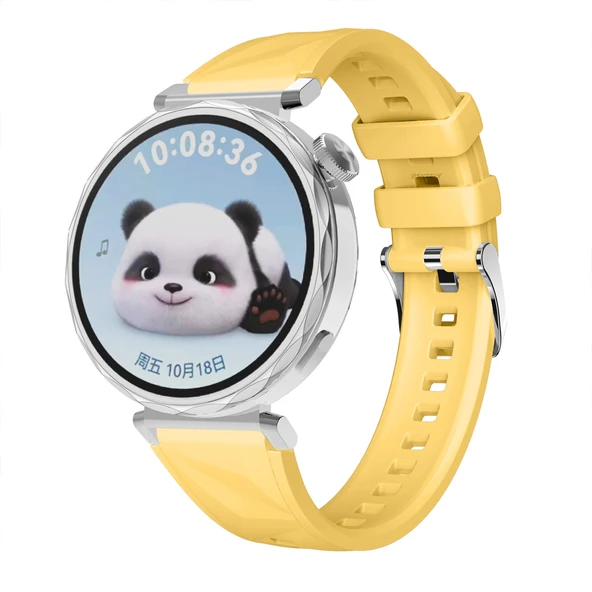 Sneezy Huawei Watch GT5 Pro 42mm İle Uyumlu Prism Metal Tokalı Soft Yumuşak Silikon Kordon  Sarı ürün görseli 1