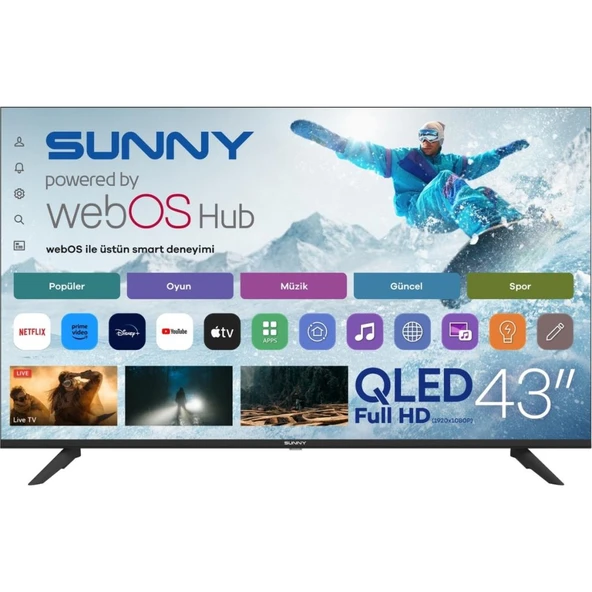 Sunny SN43QFMLN-W02S Full HD 43" 109 Ekran Uydu Alıcılı webOS Smart QLED TV ürün görseli 1
