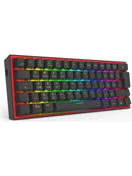Redragon K616 Fizz Pro Siyah RGB Red Switch Kablolu/Kablosuz Mekanik Oyuncu Klavyesi ürün görseli 1