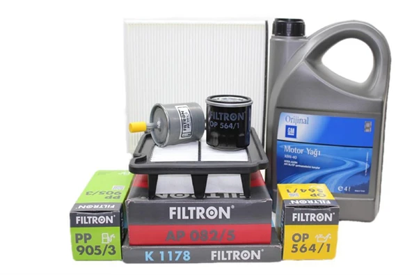 Chevrolet / Aveo Uyumlu Filtron 1.2 Benzinli Motor Bakım Seti GM 10W40 4 LT Yağlı ürün görseli 1
