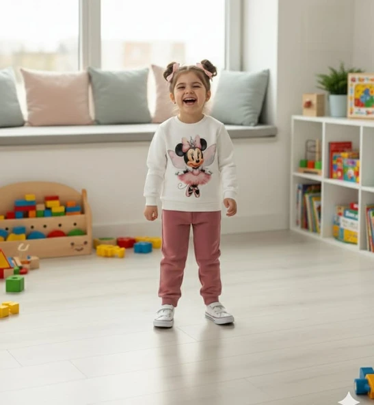 Perili Mini Detaylı Çocuk Eşofman Takımı ürün görseli 1