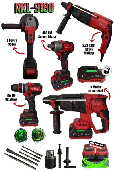 RKL-9180 RETOOLS BORDO 5 'Lİ SET (4'LÜ SET 100 NM (YENİ SERİ) + 2.28 PRO HİLTİ) ürün görseli 1