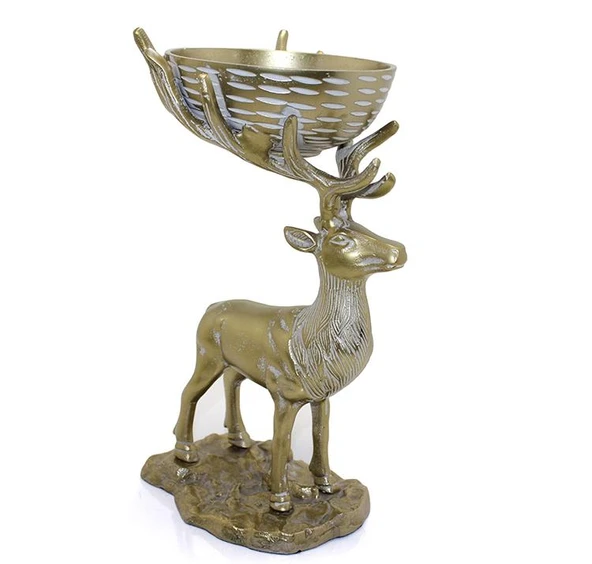 Metal Geyikli Kase 32 Cm Dekoratif Hediyelik ürün görseli 1