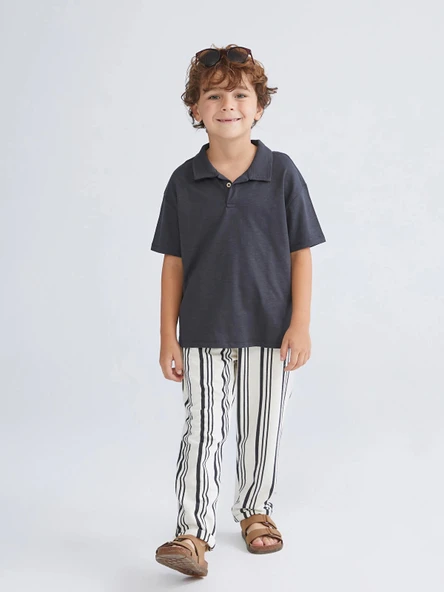 LCW Kids Antrasit Polo Yaka Erkek Çocuk Tişört ve Pantolon 2'li ürün görseli 1