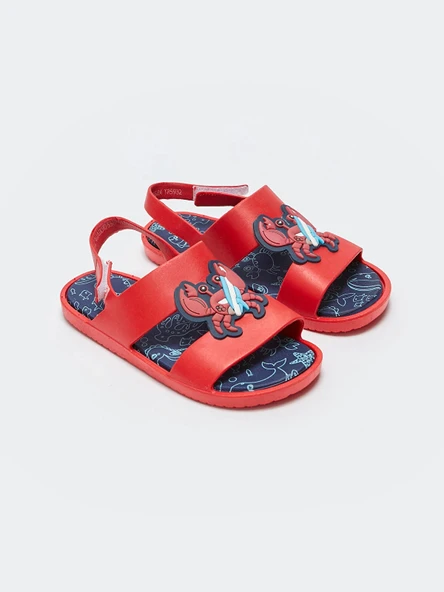 LCW STEPS Bordo Tek Bantlı Patch Detaylı Erkek Çocuk Sandalet ürün görseli 1