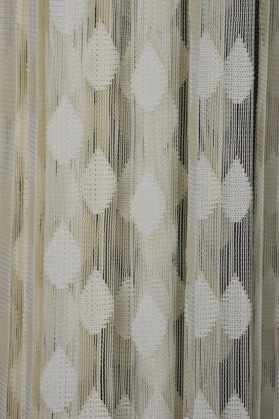 DAMLA MODEL KREM RENK HAZIR İP PERDE 300*270 cm ürün görseli 1