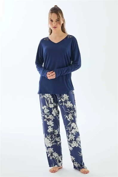 Anıl 11499 Kadın Uzun Kol T-shirt ve Pantolon Pijama Takımı ürün görseli 1