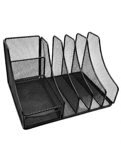 Temel Siyah Metal Mesh Masaüstü Organizer Çekmeceli Dosyalık 25x18x15 cm 9538 ürün görseli 1