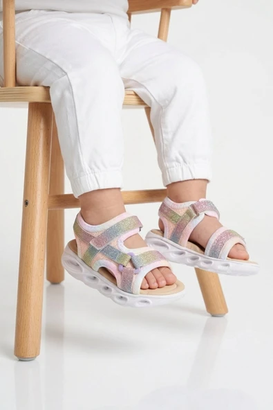 Cool Renkli Cırtlı Işıklı Bebek Sandalet Pamela B ürün görseli 1