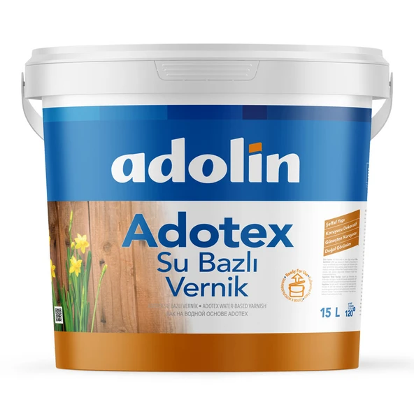 Adolin Adotex Su Bazlı Kokusuz Vernik Ahşap ve Hobi Verniği Parlak Şeffaf 15 Lt ürün görseli 1
