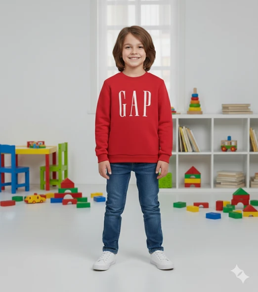 Gap Detaylı Kırmızı Cocuk Sweat ürün görseli 1