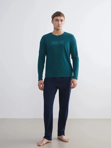 LC WAIKIKI Yeşil Standart Kalıp Erkek Pijama Takımı ürün görseli 1