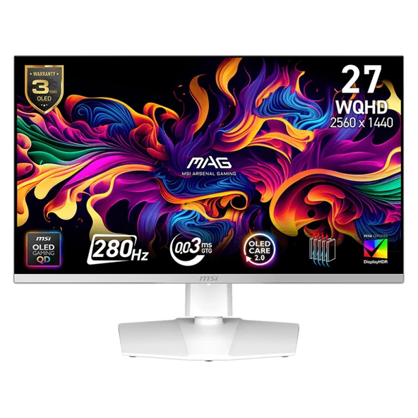 MSI MAG 272QPW QD-OLED X28 27" 0.03 ms 2K Pivot 280 Hz Oyuncu Monitörü ürün görseli 1