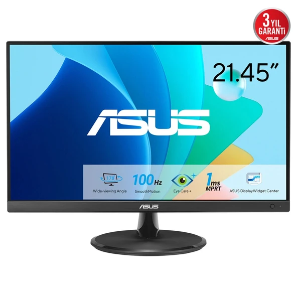 ASUS VP227HF 21,45" 1ms, 100Hz, Full HD, HDMI, VGA, VA LED, Çerçevesiz Tasarım, Düşük Mavi Işık, FreeSync Kurumsal ürün görseli 1