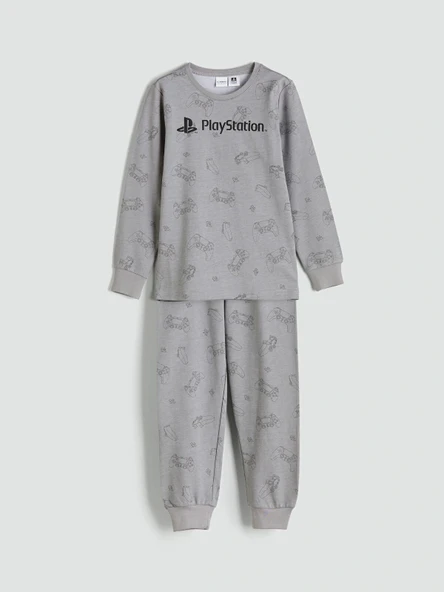 LCW Kids Gri Bisiklet Yaka PlayStation Baskılı Erkek Çocuk Pijama Takımı ürün görseli 1