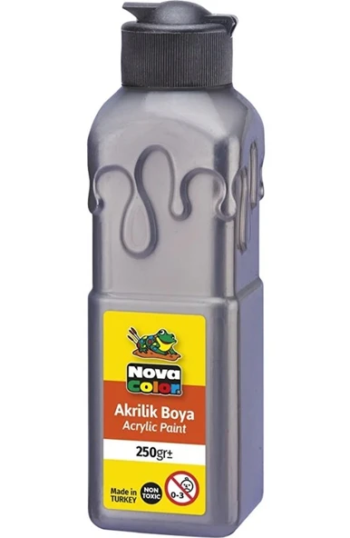 Gri Akrilik Boya 250 gr 1 Adet Su Bazlı Akrilik Boyası Hobi Sanatsal Boy Tuval Ahşap Metal ürün görseli 1