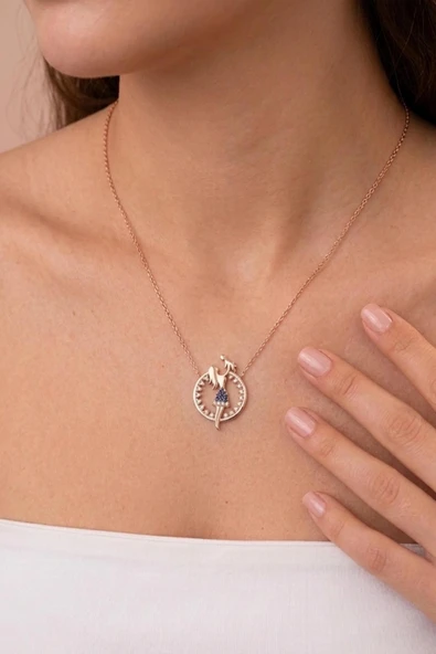 Gümüş Pazarım Anne Bebek Temalı 925 Ayar Gümüş Kolye Rose Altın Kaplama ürün görseli 1