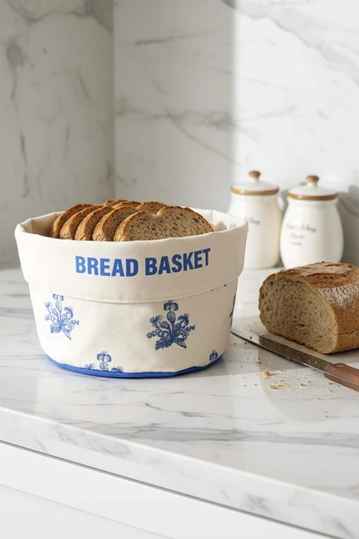 Elysian Blue Keten Ekmek Sepeti - Resim 3