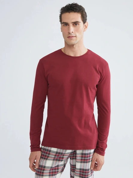 LC WAIKIKI Bordo Standart Kalıp Erkek Pijama Takımı ürün görseli 1
