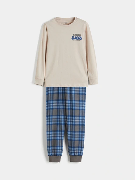 LCW Kids Gri Bisiklet Yaka Erkek Çocuk Pijama Takımı ürün görseli 1