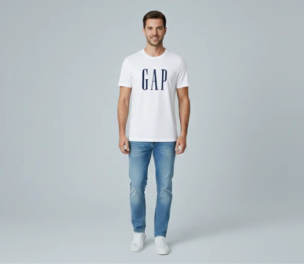 Ekru GAP Detaylı Yetişkin T-shirt ürün görseli 1