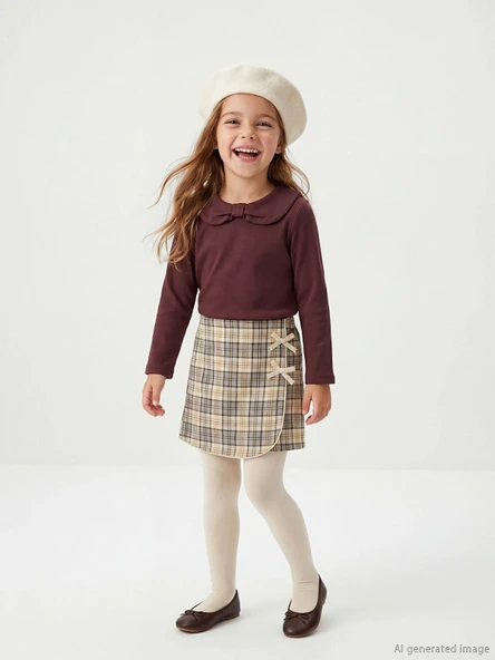 LCW Kids Kahverengi Bebe Yaka Kız Çocuk Takım 3'lü ürün görseli 1