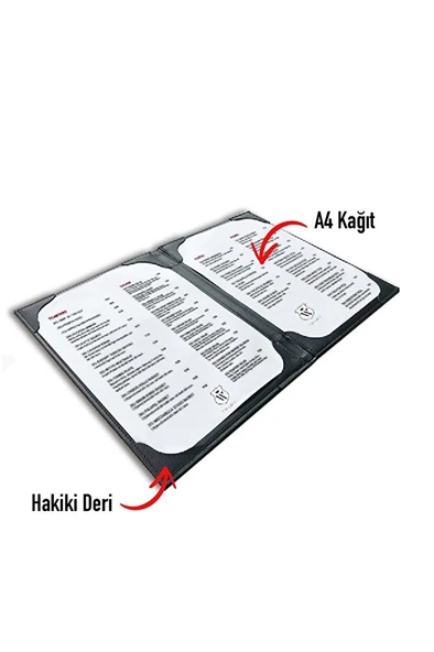 Suni Deri Menü Kabı Yemek Menüsü Restaurant Cafe Otel Menü A4 Lacivert ürün görseli 1