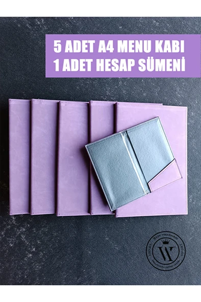 5 adet Suni Deri Menü Kabı Yemek Menüsü Restaurant Cafe Otel Menü A4 Mor 1 adet hesap sümeni hediye ürün görseli 1