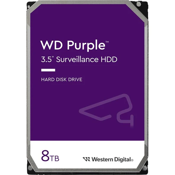 8 TB WD 3.5 PURPLE SATA3 5640RPM 256MB 7/24 GUVENLIK WD85PURZ (3 YIL RESMI DIST GARANTILI) ürün görseli 1